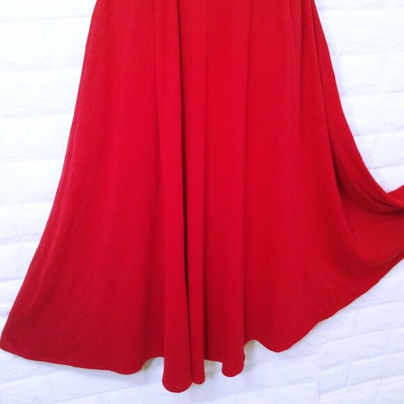 Vintage 80s Walden Classics Knit Shirtwaist Dress (12) Pockets Crew-Buttonup Red - Picture 10 of 11